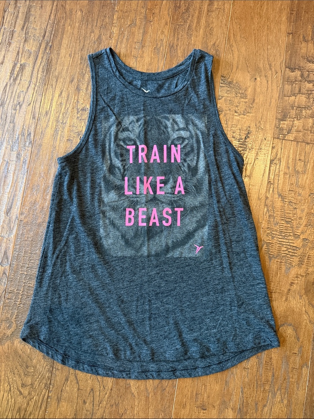 Old Navy Charcoal Gray Active Tank with Pink Graphic